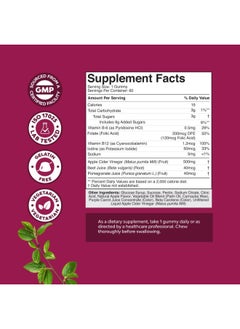Natures Craft Apple Cider Vinegar Gummies with B12 Vitamin, B6 Pomegranate 60 Count 2 months supply  - Image 3