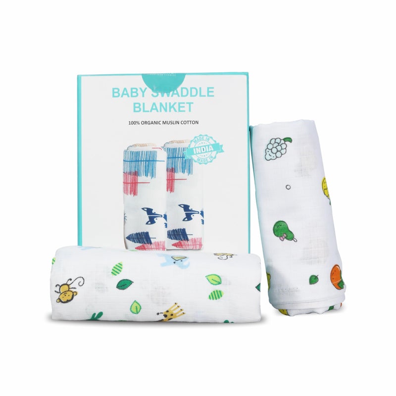 Motherly Muslin Baby Swaddle Wrap Burping Cloth for Newborn Baby, Malmal Baby Swaddle Wrap, Dreamy Wrap Cozy Swaddle, Breathable Soft Receiving Blanket for Newborn Boys & Girls Infant Gift (Pack of 2) - Image 1