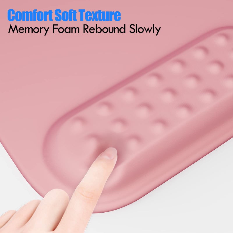 memzuoix Pink Ergonomic Mouse Pad with Wrist Rest Support,Premium Memory Foam Cushioning for Pain Relief, Non-Slip PU Base for Stable Smooth Control - Perfect for Laptop, Computer, and Home Office - Image 3