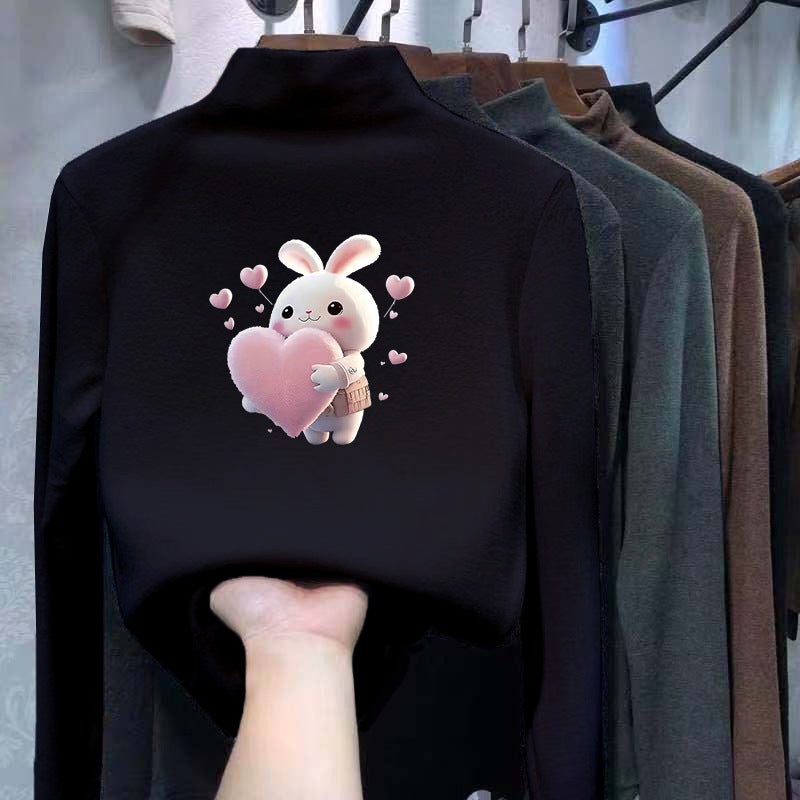 Children'S Base Shirt Semi-High Collar Boys' Warm Inner Long Sleeve T-Shirt With Thick Velvet Double-Sided Velvet T-Shirt - Image 1