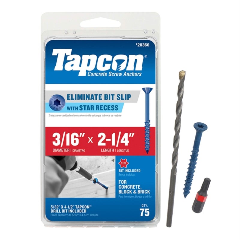 Tapcon 28360 316x214 Blue Star Drive Bugle Head Concrete Anchors 75Box