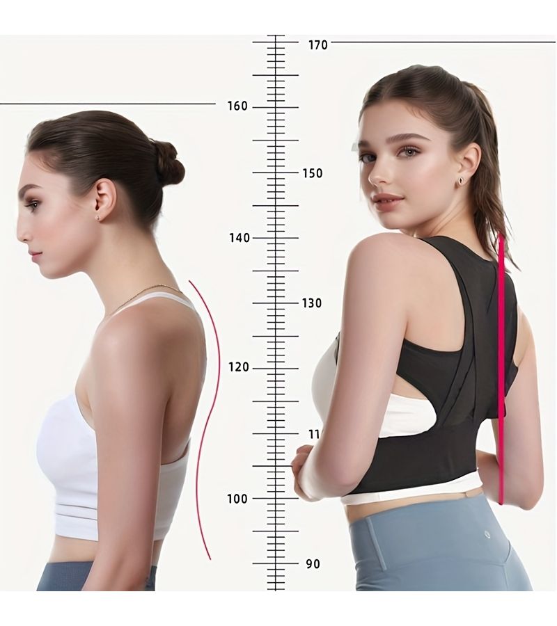 Black Lightweight Posture Corrector Straight Back Chest Support for Sitting Posture Training - Image 1