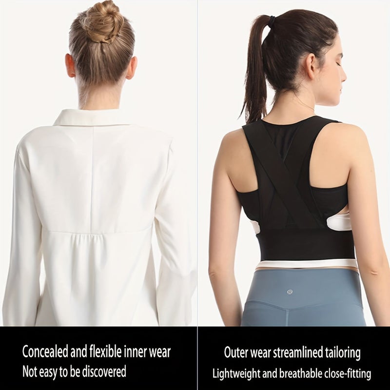 Black Lightweight Posture Corrector Straight Back Chest Support for Sitting Posture Training - Image 4