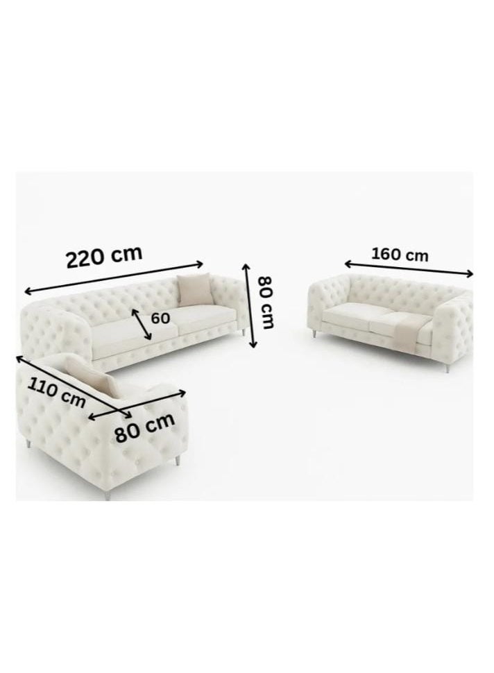 أضف لمسةً كلاسيكيةً راقيةً إلى منزلك مع طقم كنب تشيسترفيلد الفاخر من بستان الأخضر للأثاث، بلمسةٍ مخمليةٍ رمادية داكنة أنيقة. يتكون هذا الطقم من ثلاث قطع: كرسي بذراعين أنيق، وأريكة مزدوجة مريحة، وأريكة واسعة - جميعها تتميز بتفاصيل مُطرزة ومقاعد فخمة لراحةٍ قصوى. يمتزج اللون الرمادي الداكن الناعم بسلاسةٍ مع أي ديكور، بينما تُضفي الأرجل المعدنية العصرية لمسةً أنيقةً ومتينة. - Image 5