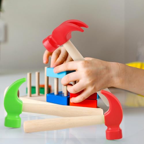 Lemicin 3 Pack Wooden Hammer Toy Hammer Simulation Wooden Hammers Small Educational Toys for Kids Toddlers Maintenance Tools Birthday Party Games Supplies - Image 5