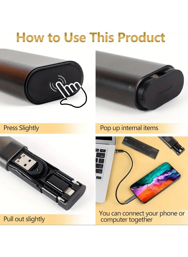 مجموعة كابل محول شحن USB متعدد، محول USB من نوع C إلى Lightning، مجموعة التحويل USB من النوع A إلى C ومن Lightning إلى Micro، مجموعة كابل شحن ونقل بيانات بقوة 60 واط، أداة إخراج صينية الشريحة، فتحات - Image 5