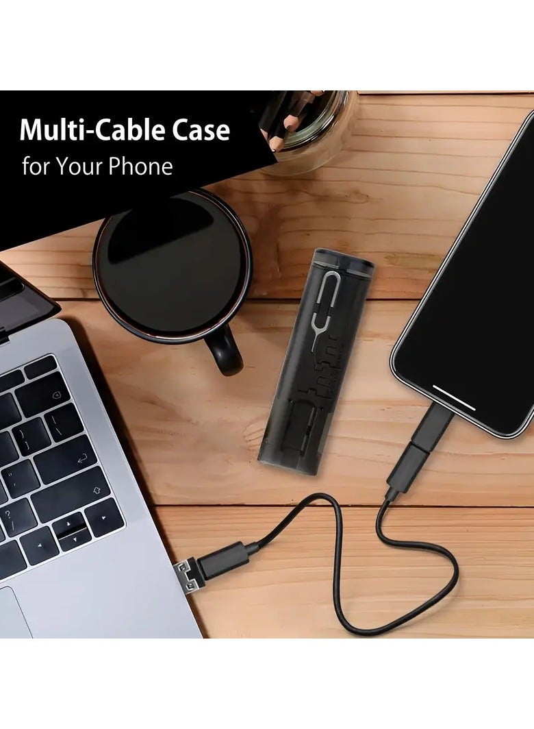 مجموعة كابل محول شحن USB متعدد، محول USB من نوع C إلى Lightning، مجموعة التحويل USB من النوع A إلى C ومن Lightning إلى Micro، مجموعة كابل شحن ونقل بيانات بقوة 60 واط، أداة إخراج صينية الشريحة، فتحات - Image 2
