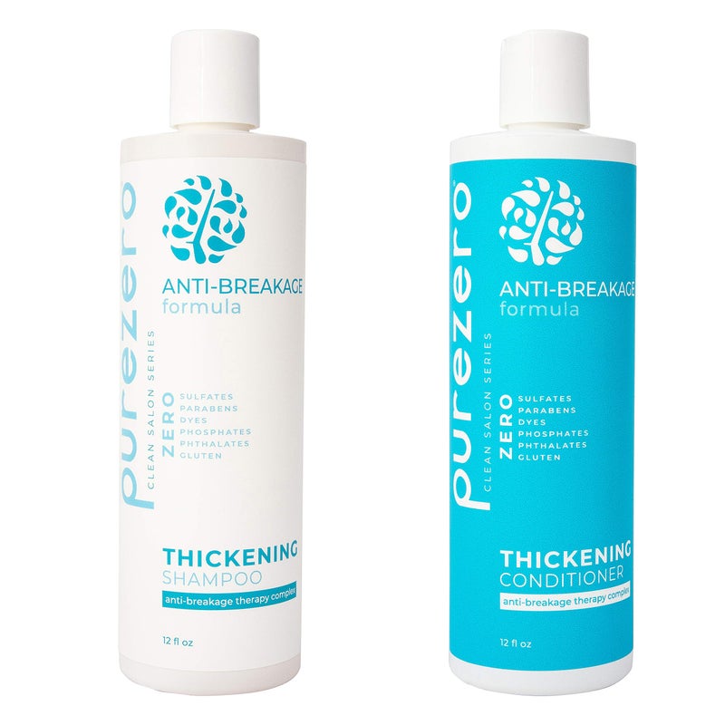 Purezero Purezero AntiBreakage  Thickening Shampoo Conditioner set For Hair Loss  Hair Thinning With Biotin Vitamin C Caffeine and Saw Palmetto 100 Vegan  Cruelty Free Color Safe 24 ounces