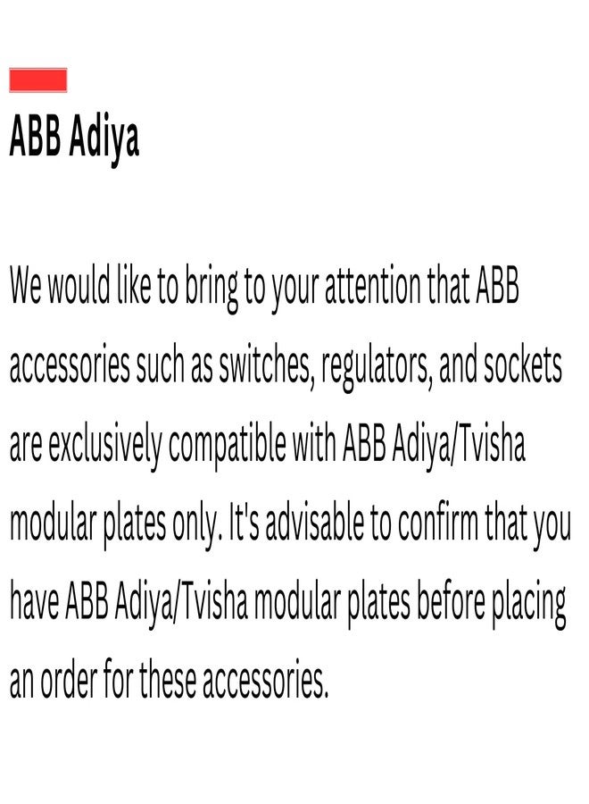 مفتاح ABB MAKE ADIYA 6A أحادي الاتجاه مع IND (عبوة من 2) (متوافق حصريًا مع لوحات سلسلة ABB Adiya و Tvisha.) - Image 4