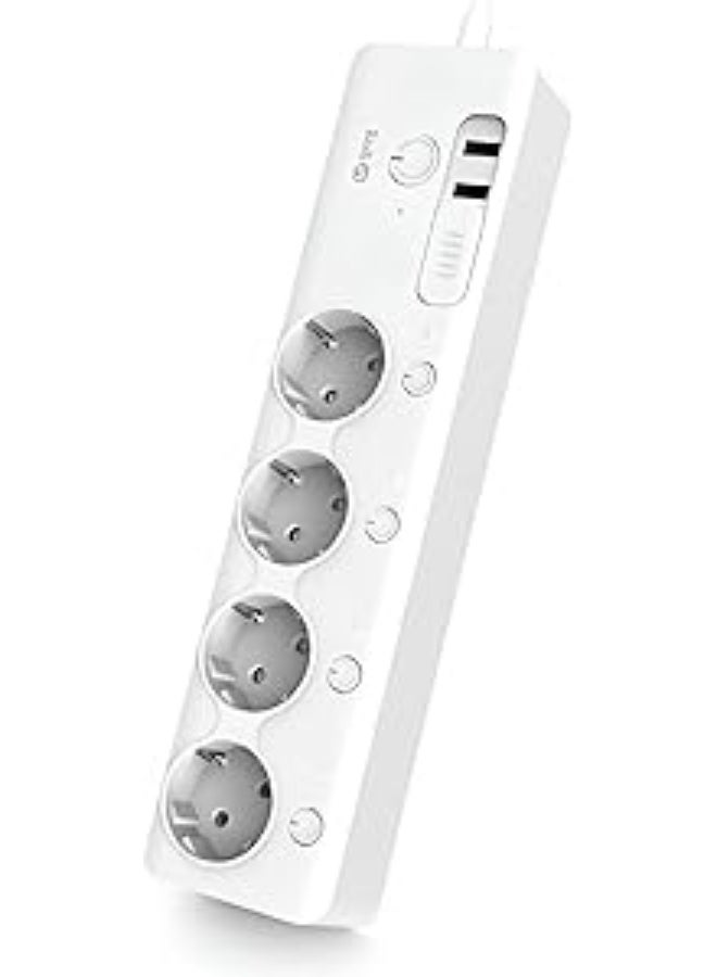 فيشة كهرباء ذكية مع حماية من زيادة الأحمال – تحكم عن بعد، فصل تلقائي للطاقة، 3 منافذ + مداخل USB (لون أسود) - Image 1