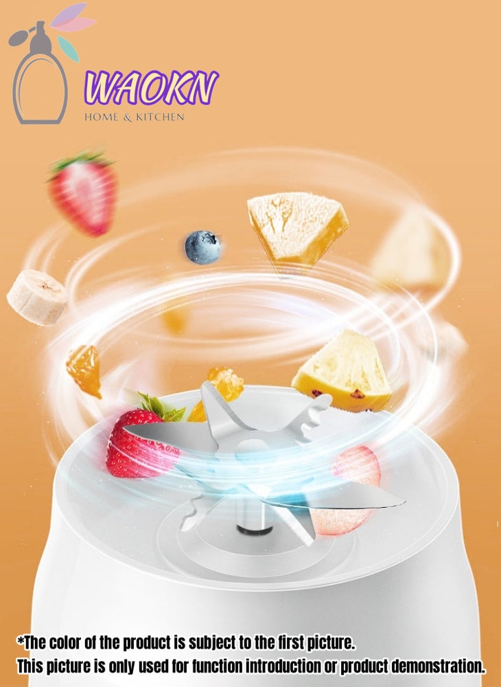 دبليو أيه أو كي أن خلاط فواكه محمول، كوب عصير شخصي للعصائر، خلاط لاسلكي قابل لإعادة الشحن للسفر، الرياضة، المكتب، المدرسة، كوب عصير، شفرات قوية، عصارة لاسلكية لجميع أنواع الفواكه مع كوب إضافي - Image 3