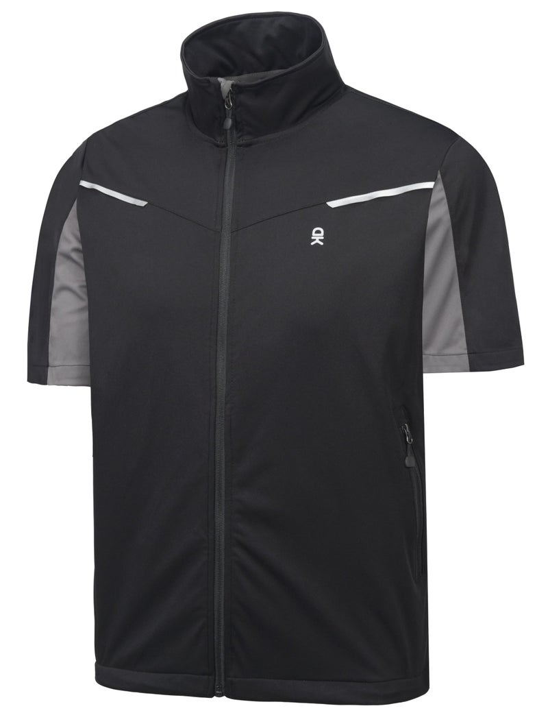 Little Donkey Andy Men's Lightweight Softshell Vests Short Sleeve Jackets for Golfing Hiking Running (Black-Grey S) - Image 1