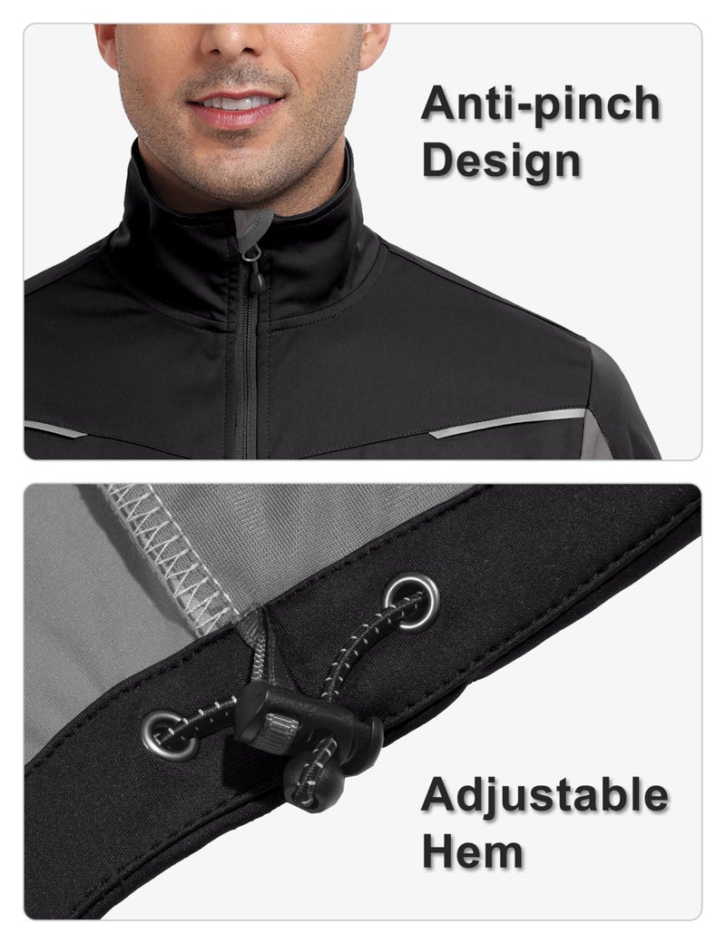 Little Donkey Andy Men's Lightweight Softshell Vests Short Sleeve Jackets for Golfing Hiking Running (Black-Grey S) - Image 5