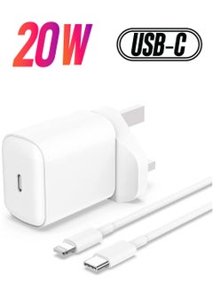 USB C Charger Plug and 2M Cable for iPhone 14/14 Plus/14 Pro/14 Pro Max 13 12 11 XS Max X XR SE 8 7 6 6S Plus, Pad, Airpods, UK PD Fast Charging Plug USBC Power Adapter with 6.6FT Cord