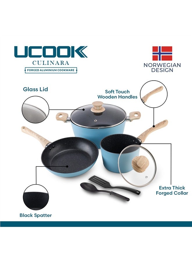 UCOOK Ucook Culinara Granite Cookware Set 7pcs -blue  - Image 3
