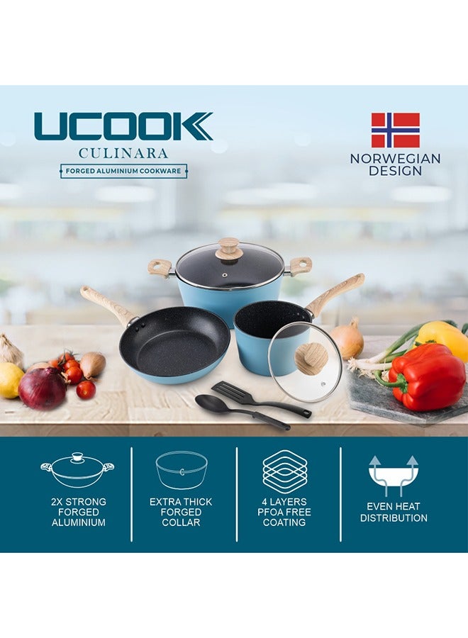 UCOOK Ucook Culinara Granite Cookware Set 7pcs -blue  - Image 4