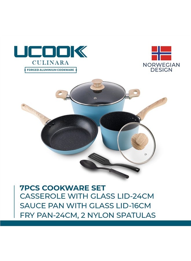 UCOOK Ucook Culinara Granite Cookware Set 7pcs -blue  - Image 2
