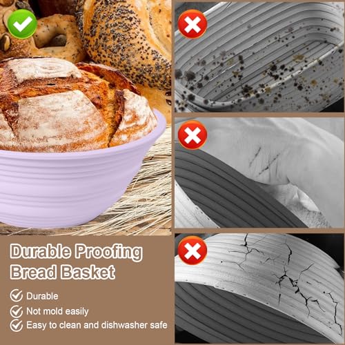 Ycgcp 4Pcs Silicone Banneton Bread Proofing Baskets, 9" Collapsible Sourdough Bread Baking Supplies Non-Stick Round Dough Proofing Bowl Containers Oven Safe for Various Tastes Bread Making-BPA Free - Image 4