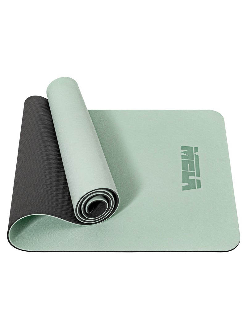 MELA Non-Slip Yoga Mat For Home Gym - 6Mm Thick, Eco-Friendly Tpe, Cushioned Exercise Mat With Carry Strap - Perfect For Yoga, Pilates, Fitness Training, & Gymnastics Essentials  - Mint - Image 1