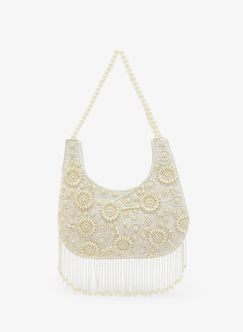 Namshi x Embroidered Beaded Pearl Clutch