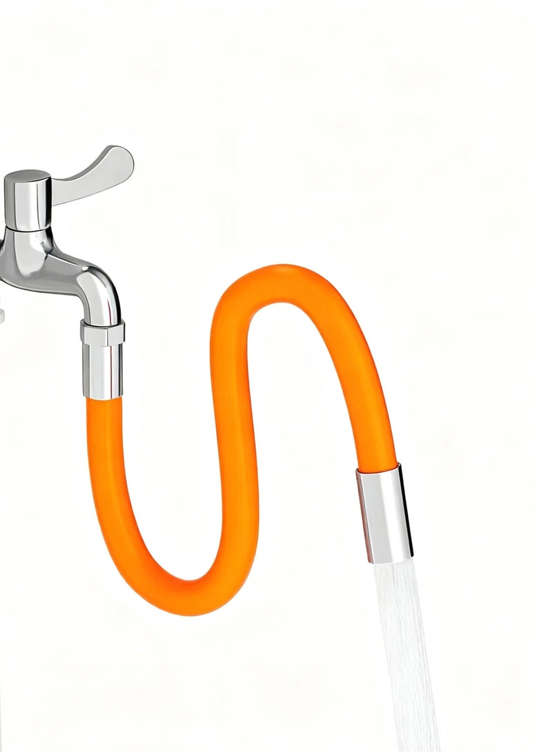 360 rotary faucet extension tube, 25 cm 9.8 inches long, faucet extension universal adapter, portable kitchen faucet extension hose (orange) - Image 1