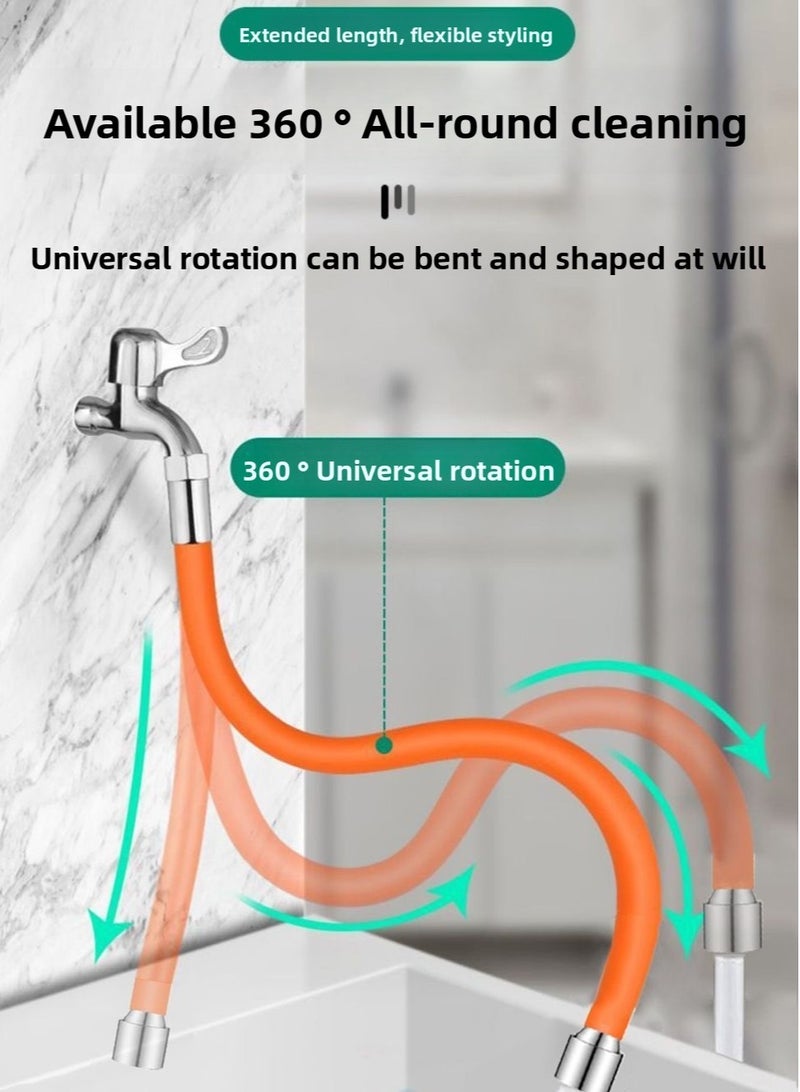 360 rotary faucet extension tube, 25 cm 9.8 inches long, faucet extension universal adapter, portable kitchen faucet extension hose (orange) - Image 3