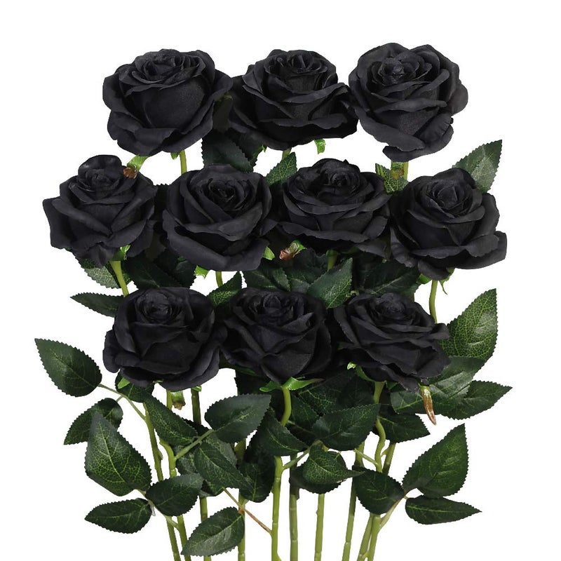 Luyue 10PCS Artificial Roses Flower with Stems Slik Fake Flowers Bouquet Realistic Long Stem Faux Rose for Valentines Day Wedding Home Decor - Image 1