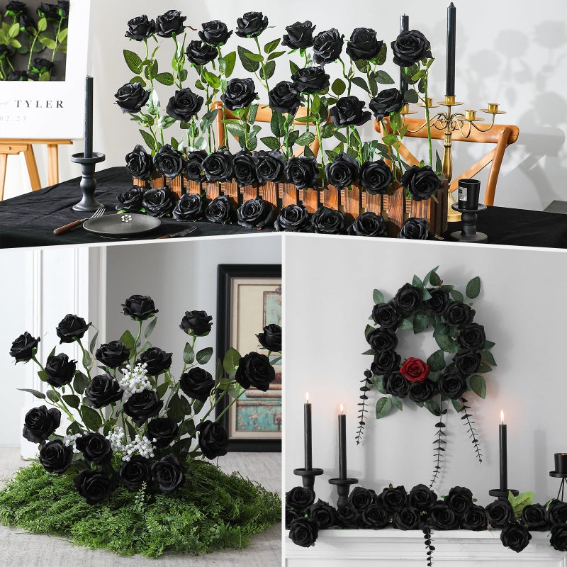 Luyue 10PCS Artificial Roses Flower with Stems Slik Fake Flowers Bouquet Realistic Long Stem Faux Rose for Valentines Day Wedding Home Decor - Image 3