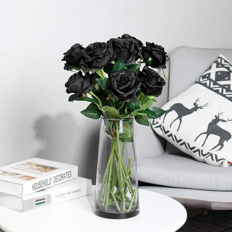 Luyue 10PCS Artificial Roses Flower with Stems Slik Fake Flowers Bouquet Realistic Long Stem Faux Rose for Valentines Day Wedding Home Decor - Image 5
