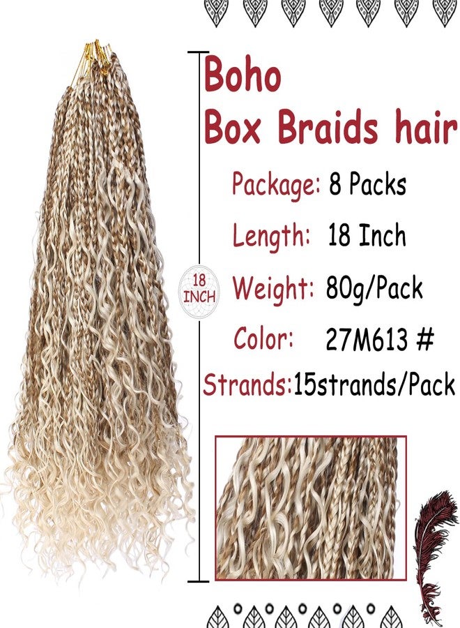 Beverlee 18 Inch 8 Packs Boho Box Braids Goddess Box Braids Crochet Hair Bohemian Hippie Braids Braiding Hair Box Braids with Curly Ends Messy Pre-Looped Synthetic Crochet Hair for Black Women - Image 2