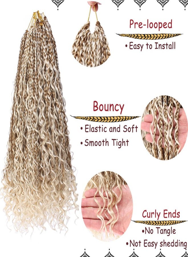 Beverlee 18 Inch 8 Packs Boho Box Braids Goddess Box Braids Crochet Hair Bohemian Hippie Braids Braiding Hair Box Braids with Curly Ends Messy Pre-Looped Synthetic Crochet Hair for Black Women - Image 3