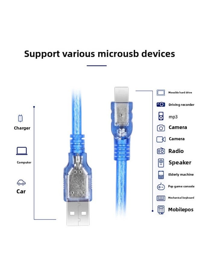 0.3 Meters All Copper Transparent Micro Data Line V8 Android Am To Microusb Line Camera Mobile Phone Charging Line-Color:AM-MICRO Data Line 0.3 M-Length:0.3m 0.5m 1m 1.5m 3m 5m - Image 3