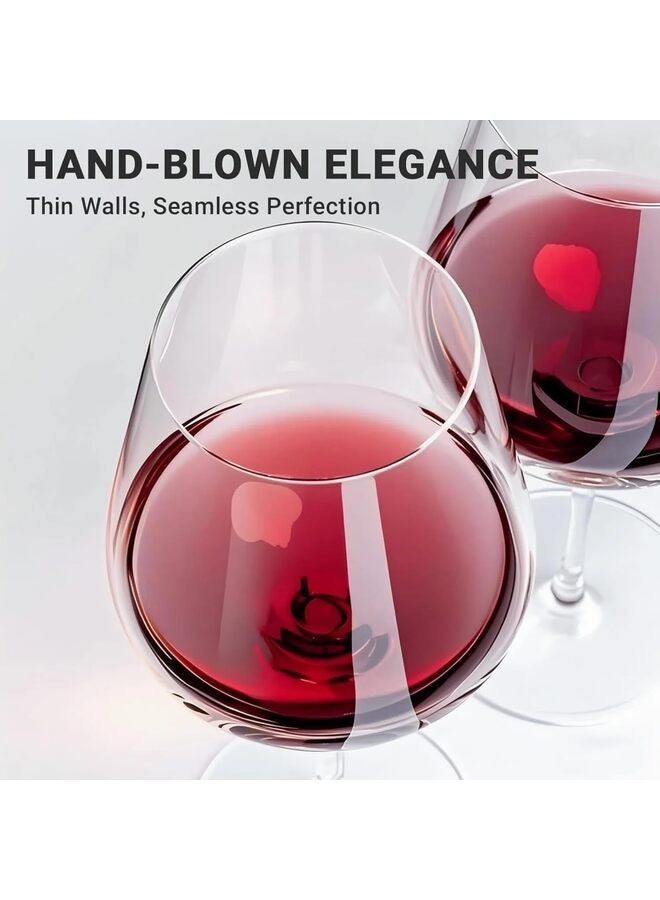 يُسلِّم طقم كأسين نبيذ، كأس كريستالي كبير، سعة 680 مل، مصنوع يدويًا، كأس طويل الساق، مناسب لحفلات الزفاف والذكرى السنوية وأعياد الميلاد - Image 4