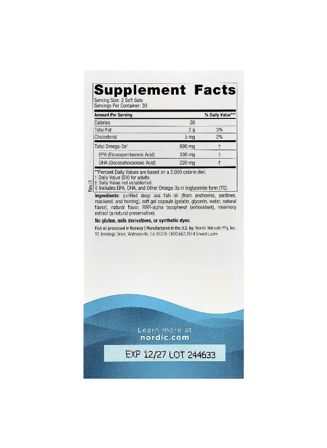 NORDIC NATURALS Nordic Naturals, Omega-3, Lemon, 60 Soft Gels (345 mg per Soft Gel)  - Image 2