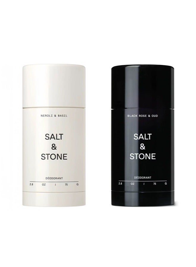 Salt & Stone مزيل عرق طبيعي 2pcs (نيرولي وريحان وورد أسود وعود) - Image 1