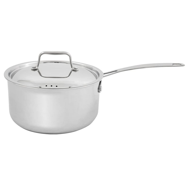 Nuwave Nuwave Commercial 3Quart Stainless Steel Saucepan with Vented Lid TriPly Construction Premium 1810 Stainless Steel