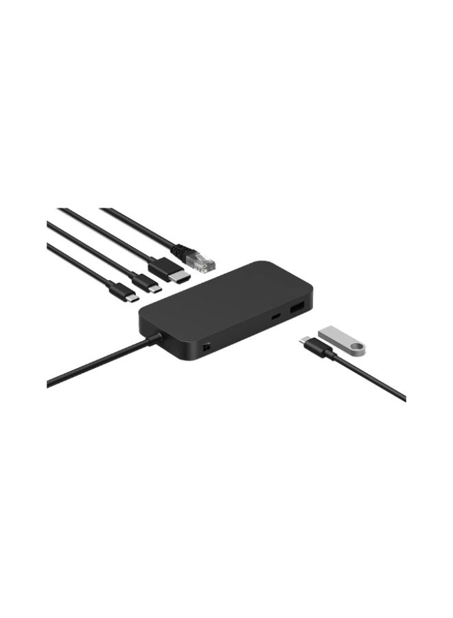 Microsoft Surface USB4 Dock – Gigabit Ethernet, USB C to 2xUSB-C/1xUSB-A/HDMI (65W Power Delivery) - Black - Image 1