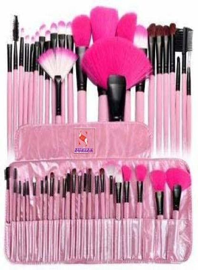SUNISA Soft Pink Synthetic Bristle Makeup Brushes Set of 24 with Cover - (Pack of 24) - Image 2