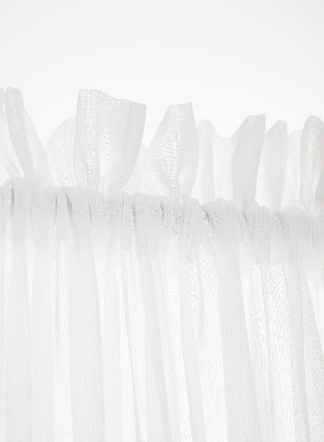 أكوازولاكس ألواح أبواب فرنسية شفافة بيضاء من أكوازولاكس، ألواح جانبية فاخرة، نسيج عادي، ستائر نوافذ شبه شفافة لنوافذ الأبواب الأمامية الجانبية مع رباط إضافي، لوحة واحدة، عرض 30 × طول 40 بوصة - Image 2