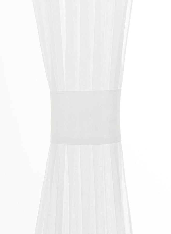 أكوازولاكس ألواح أبواب فرنسية شفافة بيضاء من أكوازولاكس، ألواح جانبية فاخرة، نسيج عادي، ستائر نوافذ شبه شفافة لنوافذ الأبواب الأمامية الجانبية مع رباط إضافي، لوحة واحدة، عرض 30 × طول 40 بوصة - Image 3