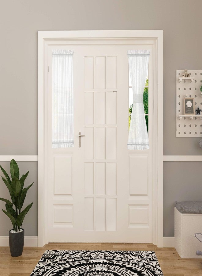 أكوازولاكس ألواح أبواب فرنسية شفافة بيضاء من أكوازولاكس، ألواح جانبية فاخرة، نسيج عادي، ستائر نوافذ شبه شفافة لنوافذ الأبواب الأمامية الجانبية مع رباط إضافي، لوحة واحدة، عرض 30 × طول 40 بوصة - Image 1