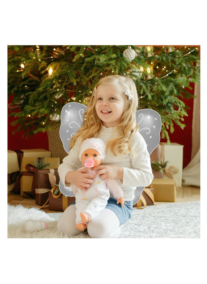 Butterfly Wings Dress Up Fairy Wings for Girls Princess Costumes Accessories Birthday Party Fairy Festival Rave Dress Up Makeup Play Show  Prom Show Wings (White) - Image 3