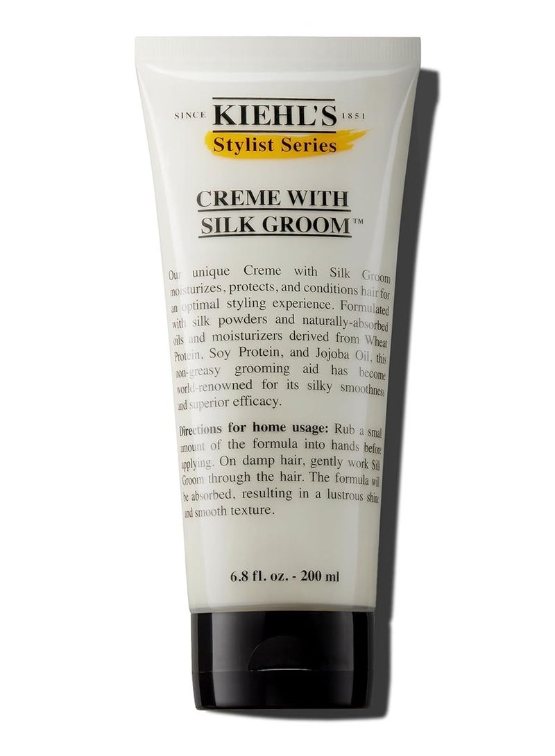 Kiehl's كريم كيلز مع حرير جرووم، كريم تصفيف شعر غير دهني، يساعد على ترطيب وتنعيم الشعر، يضيف لمعاناً لامعاً، مع زيت الجوجوبا، لجميع أنواع الشعر - 6.8 أونصة سائلة - Image 1