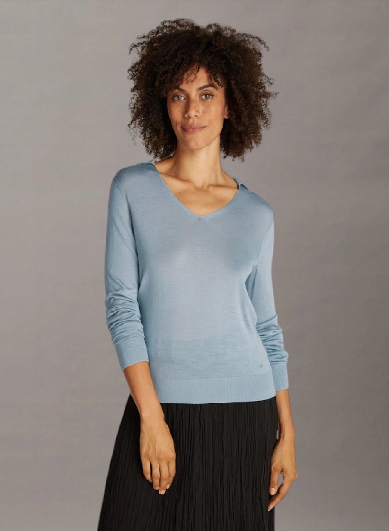 CALVIN KLEIN Acetate Blend Polo Jumper - Image 1