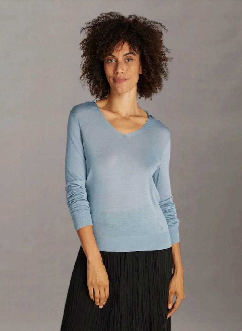 Acetate Blend Polo Jumper