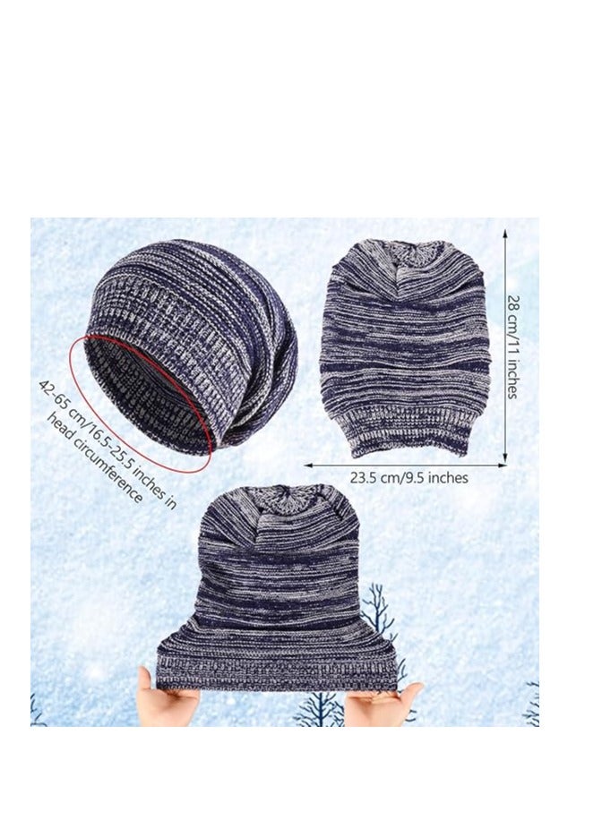 KASTWAVE Mens Slouchy Beanie Hats, Winter Hats for Men and Women, Men Women Knit Slouchy Beanie Hats Stretch Oversized Warm Winter Chunky Knit Caps 3 Pcs - Image 3