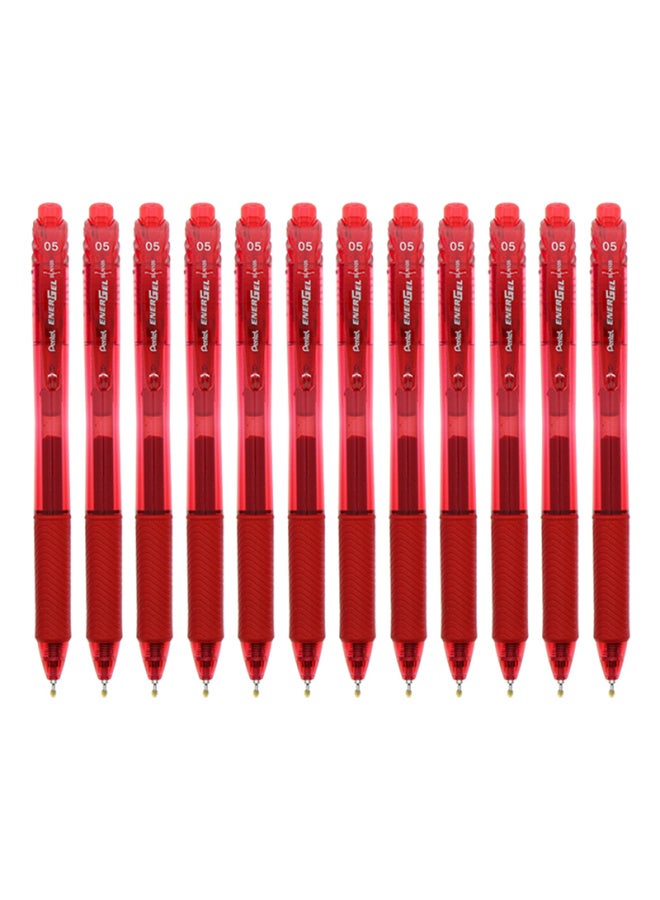 بنتل Pentel Bln105 قلم جل قابل للسحب باللون الأحمر، قلم توقيع أنيق 0.5 مم، قلم سريع الجفاف للأعمال والطلاب، قلم حبر مائي، قرطاسية، برميل أحمر بحبر أحمر، عبوة من 12 قطعة - Image 4