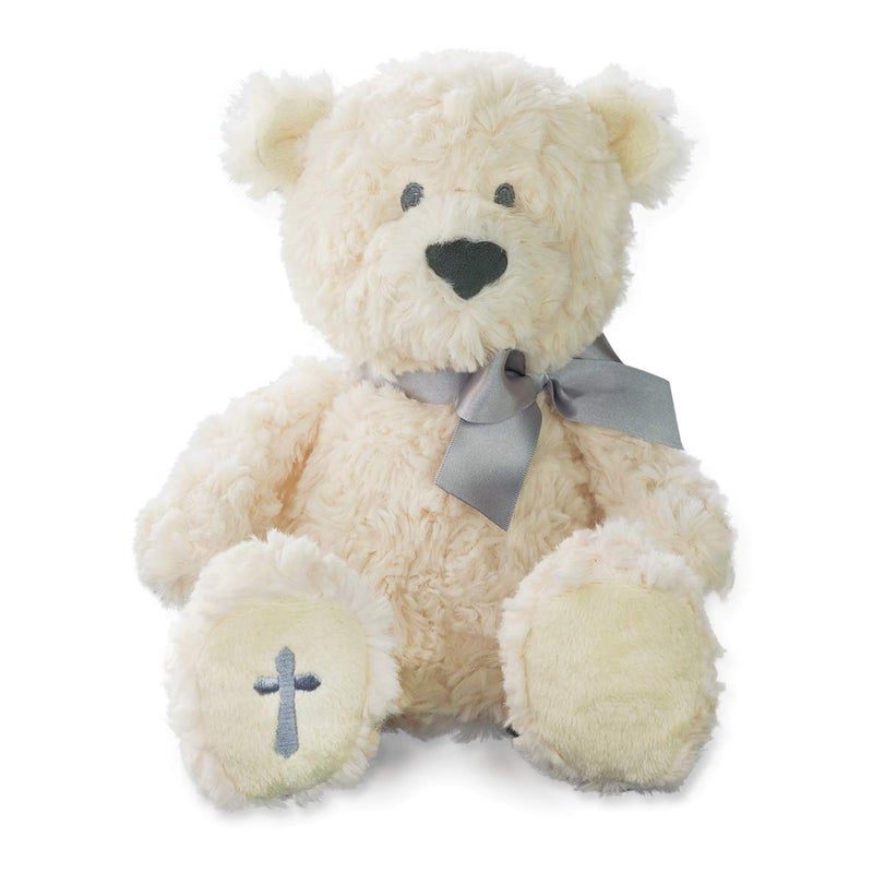 DEMDACO Nat and Jules The Lord's Prayer Bear With Ribbon, Cross Children's Plush Stuffed Animal - Image 1