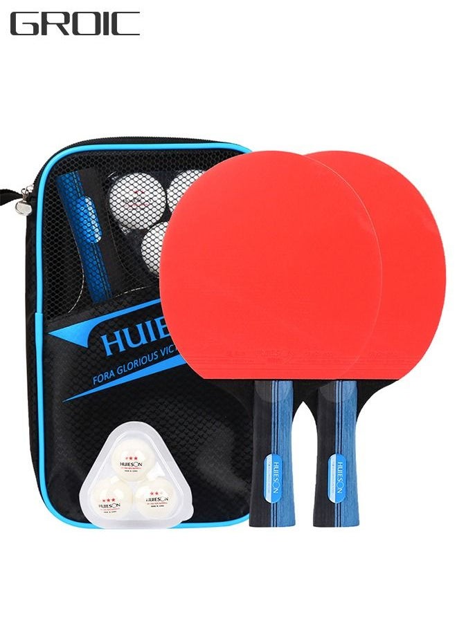 GROIC - Ping Pong Paddles Set - High-Performance Table Tennis Sets with 2 Premium Table Tennis Rackets, 3 Game Ping Pong Balls & Portable Compact Storage Bag - Image 1