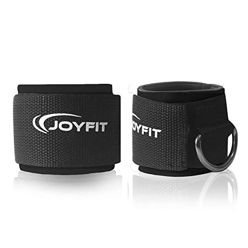 JoyFit Padded Ankle straps for cable machines with D Ring High Strength for Cable Machines for Butt, Glute and Leg Weights Exercises For Both Men and Women Pair (Black) - Image 1